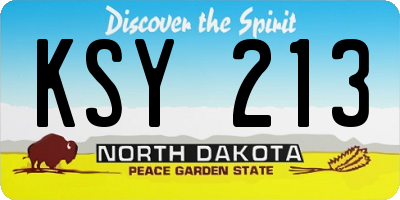 ND license plate KSY213