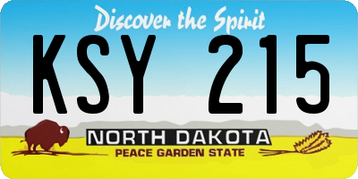 ND license plate KSY215