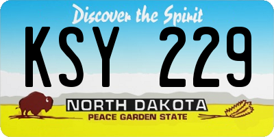 ND license plate KSY229