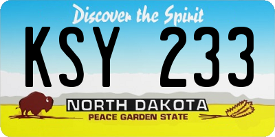 ND license plate KSY233