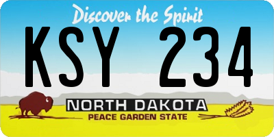 ND license plate KSY234