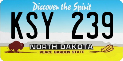 ND license plate KSY239