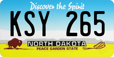 ND license plate KSY265