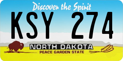 ND license plate KSY274
