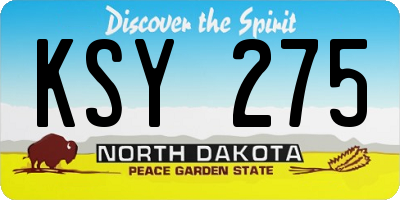ND license plate KSY275