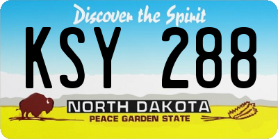 ND license plate KSY288