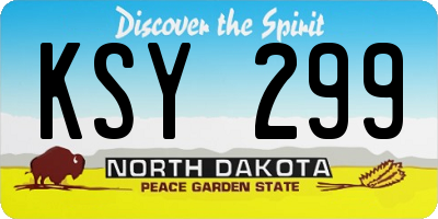 ND license plate KSY299