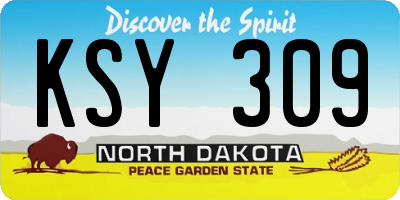 ND license plate KSY309