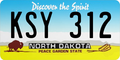 ND license plate KSY312