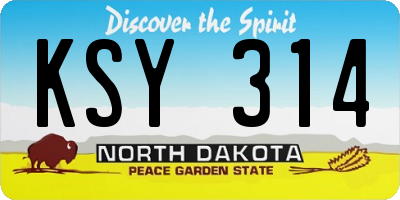 ND license plate KSY314
