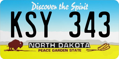 ND license plate KSY343