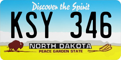 ND license plate KSY346