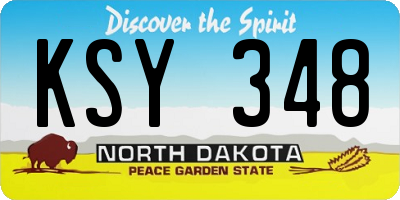 ND license plate KSY348
