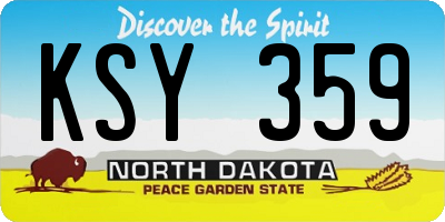 ND license plate KSY359