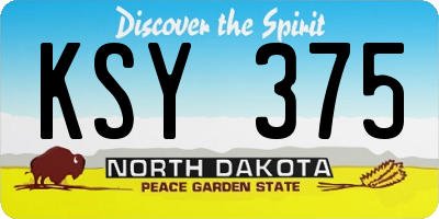 ND license plate KSY375