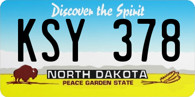 ND license plate KSY378