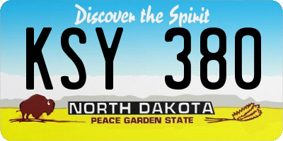 ND license plate KSY380