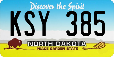ND license plate KSY385