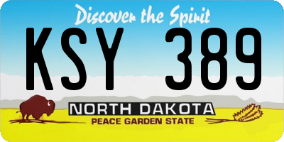 ND license plate KSY389