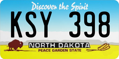 ND license plate KSY398
