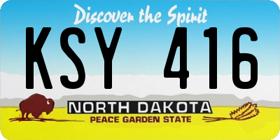 ND license plate KSY416