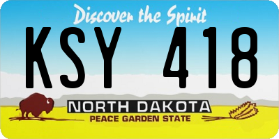 ND license plate KSY418