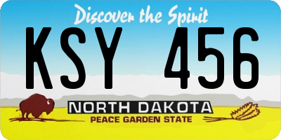 ND license plate KSY456
