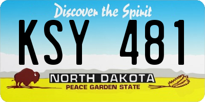 ND license plate KSY481