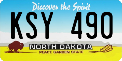ND license plate KSY490