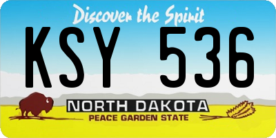 ND license plate KSY536
