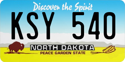 ND license plate KSY540