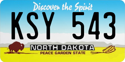 ND license plate KSY543