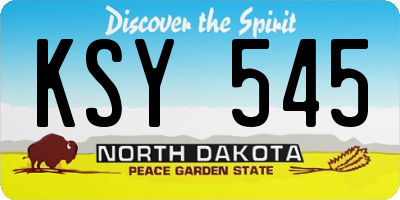 ND license plate KSY545