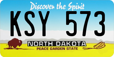ND license plate KSY573