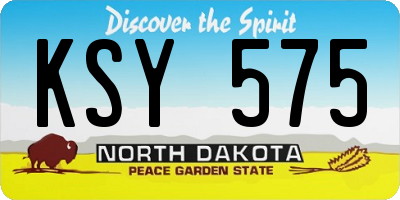 ND license plate KSY575