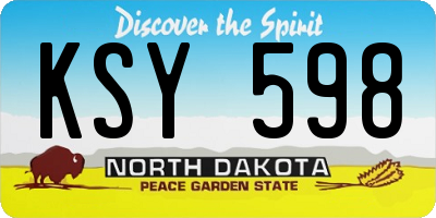 ND license plate KSY598