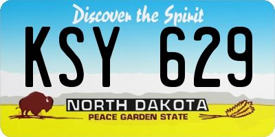 ND license plate KSY629
