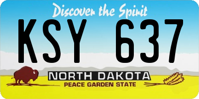 ND license plate KSY637