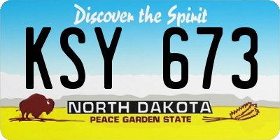 ND license plate KSY673