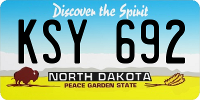 ND license plate KSY692
