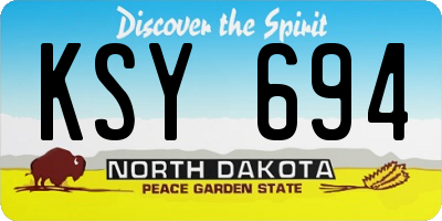 ND license plate KSY694