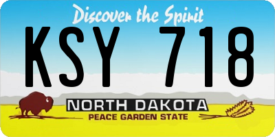 ND license plate KSY718