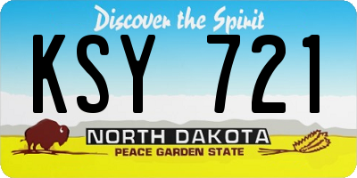 ND license plate KSY721