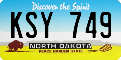 ND license plate KSY749