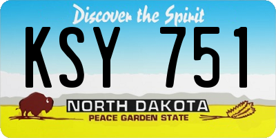 ND license plate KSY751