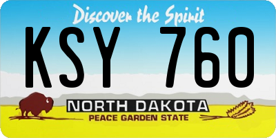ND license plate KSY760