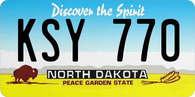 ND license plate KSY770