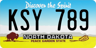 ND license plate KSY789