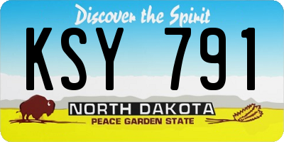 ND license plate KSY791