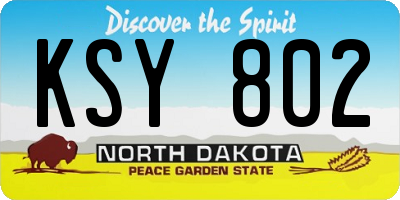 ND license plate KSY802